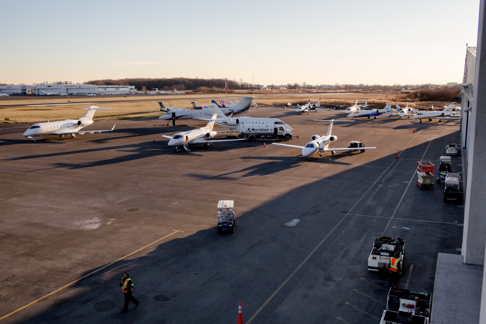 Hawker business jet on tarmac